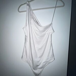 A&F One Shoulder White Bodysuit Size S